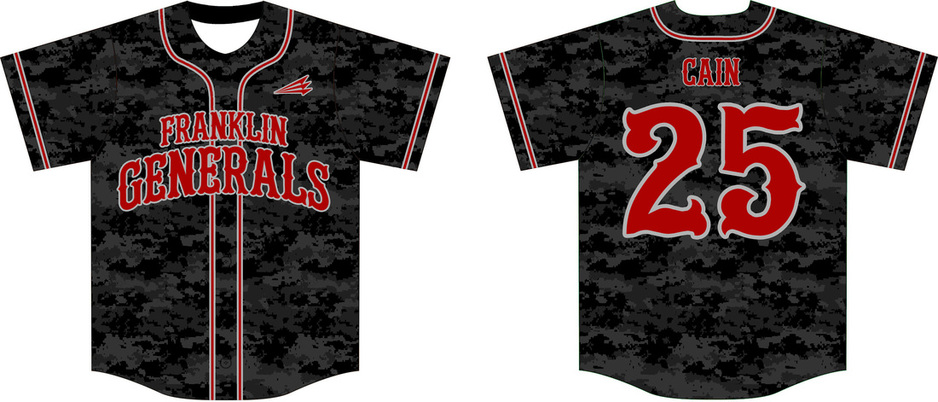 Franklin Generals Custom Camo Baseball Jerseys