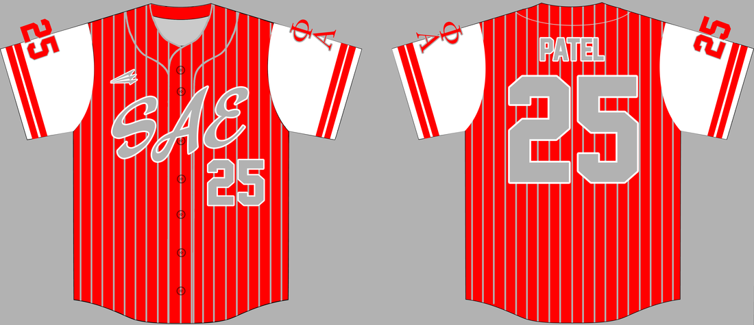 red pinstripe baseball jersey
